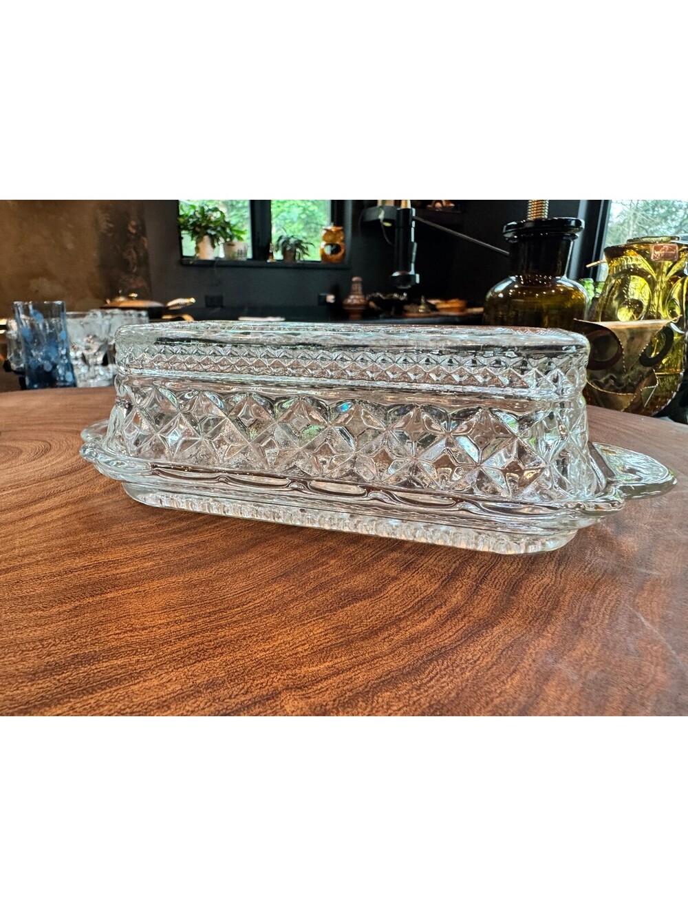 Vintage Anchor Hocking Wexford Clear Glass Covered Butter Dish (1/4 lb)